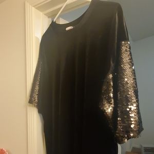 Black velvet sequin top